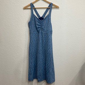 Prana Women's Amaya Blue Spacedye Midi Athletic Activewear Outdoor Dress M